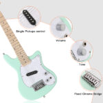 Do Not Sell on Amazon 30in Maple Fingerboard Mini Electric Guitar Kit with 5W Amplifier Bag String Shoulder Strap Plectrum Cord Wrench Tool Light Green - Image 18