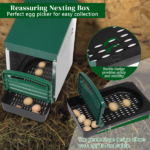 Single Roll Out Chicken Nesting Box with Plastic Basket, Egg Nest Box Chicken Laying Box Hens Chicken Coop Box, Green - Image 8