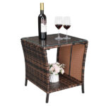 Replace 6088352 Glass Surface Brown Gradient Iron Frame Rattan Side Table - Image 30