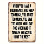 CIFbuy Sarcastic Retro Metal Sign With A Good Heart Funny Tin Sign Home Bathroom Bedroom Garden Man Cave Wall Art Best Friend Birthday Gift (TikTok, temu pick-up service)