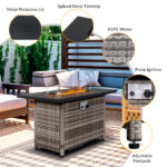 43-Inch Fire Table 50000 BTU Gas Firepit with Volcanic Stone Black - Image 9