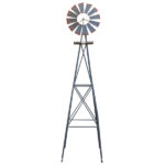 8FT Weather Resistant Yard Garden Windmill Gray & Red - Image 2