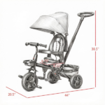 Gray 5 in 1 Foldable Toddler Trike – Travel-Friendly with Storage, Reversible Seat, Safety Harness for 1-5 Years Old Family Trips - Image 3