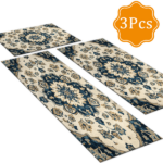 Three-piece kitchen rug set, non-slip and washable, abstract pattern kitchen hallway rug, soft and comfortable, suitable for sinks, floors, entrances, hallways and bathrooms. - Image 2