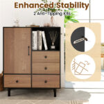 Mid-Century Modern 4-Drawer Sideboard Buffet Cabinet with Storage - Black - Image 8