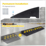 2 Pcs Heavy Duty Rubber Curb Ramp with Drain Channel & Reflective Strips for Driveway - Image 4