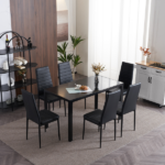 4pcs Elegant Assembled Stripping Texture High Backrest Dining Chairs Black Replace encoding 13028198-18410366 - Image 43