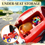 Red Toddler Fire Truck Ride-On Toy: Music, Horn & Under-Seat Storage | For Kids 18-36 Months - Image 8