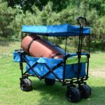Collapsible Wagon Heavy Duty Folding Wagon Cart with Removable Canopy, 4" Wide Large All Terrain Wheels, Brake, Adjustable Handles,Cooler Bag Utility Carts for Outdoor Garden Wagons Carts Beach Cart - Image 6