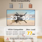 TV wall mount with 16.5-inch long arm, suitable for most 14-55 inch TVs. Features rotation, tilt, and long extension capabilities, providing full-motion flexibility. Supports a maximum VESA pattern of 400x400 mm - Image 5