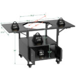Outdoor Grill Table for Big Green Egg Style BBQ, Metal Grill Cart with 2 Folding Panels, Compatible with up to Large Green Egg, Kamado Joe Jr - Image 11