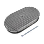 15" Oval Full Finned Polished Aluminum Air Cleaner Filter Fits for Chevy SBC 350 400 - Image 4