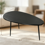 Black Stylish Irregular Shape Coffee Table, Heavy-Duty Metal Base Oval Sofa Side Table, Multifunctional Decor Center Table for Home Living Room - Image 9