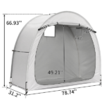 6.8x2.6FT Light Gray Arc Bicycle Storage Shed, 210D PU Silver Coated Oxford Cloth Bike Storage Tent with Fiberglass Frame - Image 5