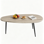 Gray Stylish Irregular Shape Coffee Table, Heavy-Duty Metal Base Oval Sofa Side Table, Multifunctional Decor Center Table for Home Living Room - Image 2