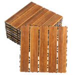 27pcs Wood Interlocking Deck Tiles 11.8"x11.8", Waterproof Flooring Tiles for Indoor and Outdoor, Patio Wood Flooring for Patio Porch Poolside Balcony Backyard, Stripe Pattern - Image 3