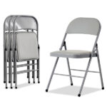 Same code 52529768 4pcs Elegant Foldable Iron & PVC Chairs for Convention & Exhibition Gray - Image 3