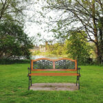 49" Garden Bench Outdoor Patio Park Chair Furniture Hardwood Slats Cast Iron Frame - Image 13