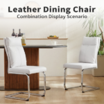 Dining chair set (2 pieces) modern leather imitation soft cushion dining chair, with soft cushion backrest and electroplated legs, suitable for kitchen/living room/dining room, white - Image 7