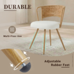 Wicker dining chairs - 2-piece set - Farmhouse soft cushioned cane back kitchen chair, sponge cushion, wing-back dining chair with metal legs, suitable for home and kitchen (brown) - Image 2