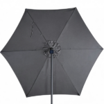 10FT Round Banana Hanging Patio Umbrella with 18 LED Lights, 6 Iron Ribs, Iron Straight & Curved Pole, Waterproof Polyester Canopy, with Stand Sleeve and Cross Base, Gray - Image 5