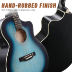 KMA102 41In Basswood Panel Matte Edging Folk Guitar with 15W Amplifier Bag Tuner and other Accessories Rubbed blue - Image 6