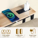 Same Code 71691605 39.4" Narrow Console Sofa Table with Power Outlets and USB Ports, Skinny Couch Table with Metal Frame and Charge Station with 4.9ft Extension Cord, Oak - Image 7