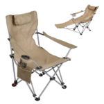 Outdoor Reclining Camping Lounge Chair 95°-160° Adjustable Angle Carbon Steel Frame Heavy Duty Foldable Chair with Storage Bag for Patio Backyard Travel - Image 3
