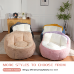 Oversized Bean Bag Chairs,Multicolor Faux Fur Couch Filled with Shredded Sponge,Large Lounger Sofa For Living Room,No Assembly Required , Pink+White+Purple - Image 9