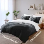 Horse Animal King Duvet Cover Set Microfiber 3pcs with 2 Pillowcases, Grey - Image 8