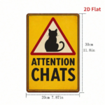 CIFbuy Retro Cat Metal Sign 2D Flat Yellow Black" Warning Sign, 7.87x11.81in Country Style Iron Art Wall Decor With Black Letters, Art Wall Decor With Black Letters, Durab Yellow Black WarikTok, Yellow Black WarikTok, t Self-pickup Logiopics