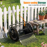 27"×16" Lawn Fertilizer Spreader with Diamond Mesh Clump-Free Garden Compost Spreader - Black - Image 10