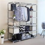 69" Portable Clothes Closet Wardrobe Storage Organizer with Non-Woven Fabric Quick and Easy to Assemble Extra Strong and Durable Black - Image 4