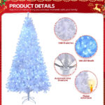 8 FT Pre-lit Artificial Christmas Tree, Hinged Xmas Pine Tree with 1500 Branch Tips, 500 Lights for Holiday Party Office Home, White - Image 6