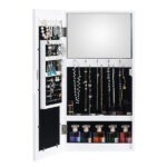 Simple PVC Wood Grain Coating Photo Storage Damp-proof Jewelry Mirror Cabinet White - Image 8