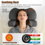 Heated Neck Pillow with 3 Heat Levels, 55D Memory Foam Cervical Pillow for Neck Pain Relief, 30 Mins Auto Off Heating Pillow for Home Office Travel, Zero Pressure Memory Foam Neck Support Pillow with Auto Shut Off & Overheat Protection - Image 8