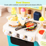 Blue Kids Corner Play Kitchen with Realistic Sounds, Lights & Steam, 95PCS Accessories Pretend Cooking Set for Ages 3+ - Image 7