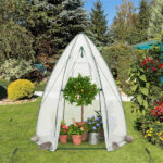 Hexagonal Mini Greenhouse with Zipper Door & Roll-Up Window, PE Cover Outdoor Plant House - White - Image 10