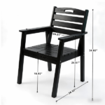 HDPE Outdoor Terrace Dining Chair Set, low maintenance - for gardens, backyards and decks - Black (backrest) - Image 5
