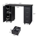 Double Edged Manicure Nail Table with Drawer Black - Image 26