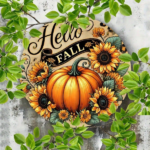 CIFbuy Brighten Home Fall Decor Metal Sign, Hello Fall Round Vintage Tin Sign 8x8 Inch, Rustic Farmhouse Style Wall Art For Home Autumn TikTok, TikTok, tumn Self-pickup Logiopics - Image 3
