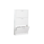 Shoe Cabinet for Entryway, White Narrow Shoe Storage Cabinet Flip Down Shoe Rack Wood 3 Tier Shoe Organizer for Home and Apartment - Image 5