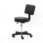 Round Shape Plastic Adjustable Salon Stool with Back Black - Image 19