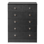 5-Tier 6-Drawer Dresser with Matte Gold Handles Particleboard + Textured Melamine Storage Cabinet 25.98*12.99*35.04in Black - Image 2