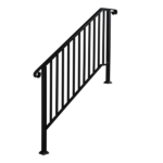 [Same Code 81504920 40310676]Artisasset Matte Black Outdoor 4 Level Iron Handrail - Image 4