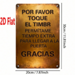 CIFbuy Polite Door Knocking Sign 2D Flat Unframed Iron" Please Ring Doorbell Bilingual Spanish, Allow Extra Time To Reach Door De Unframed IrikTok, Unframed IrikTok, t Self-pickup Logiopics - Image 2