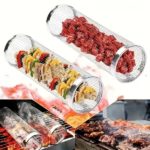 2 extra large outdoor barbecue rolling barbecue baskets Bbq mesh stainless steel large round mesh rotating barbecue tube cages vegetables vegetables vegetables fish meat food picnic cooking accessories, gifts - Image 4