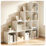 White Stepped 10-Cube Open Bookshelf 4-Tier Engineered Wood Storage Display Rack with Anti-Tipping Kits, Freestanding Book Organizer for Living Room Bedroom Hallway Office - Image 3