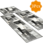 Three-piece kitchen rug set, non-slip and washable, abstract pattern kitchen hallway rug, soft and comfortable, suitable for sinks, floors, entrances, hallways and bathrooms. - Image 2