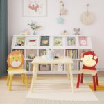 Kids Table and 2 Chairs Set, 3 Pieces Toddler Table and Chair Set, Wooden Activity Play Table Set (Lion&Monkey)-Does not support self pick up - Image 20